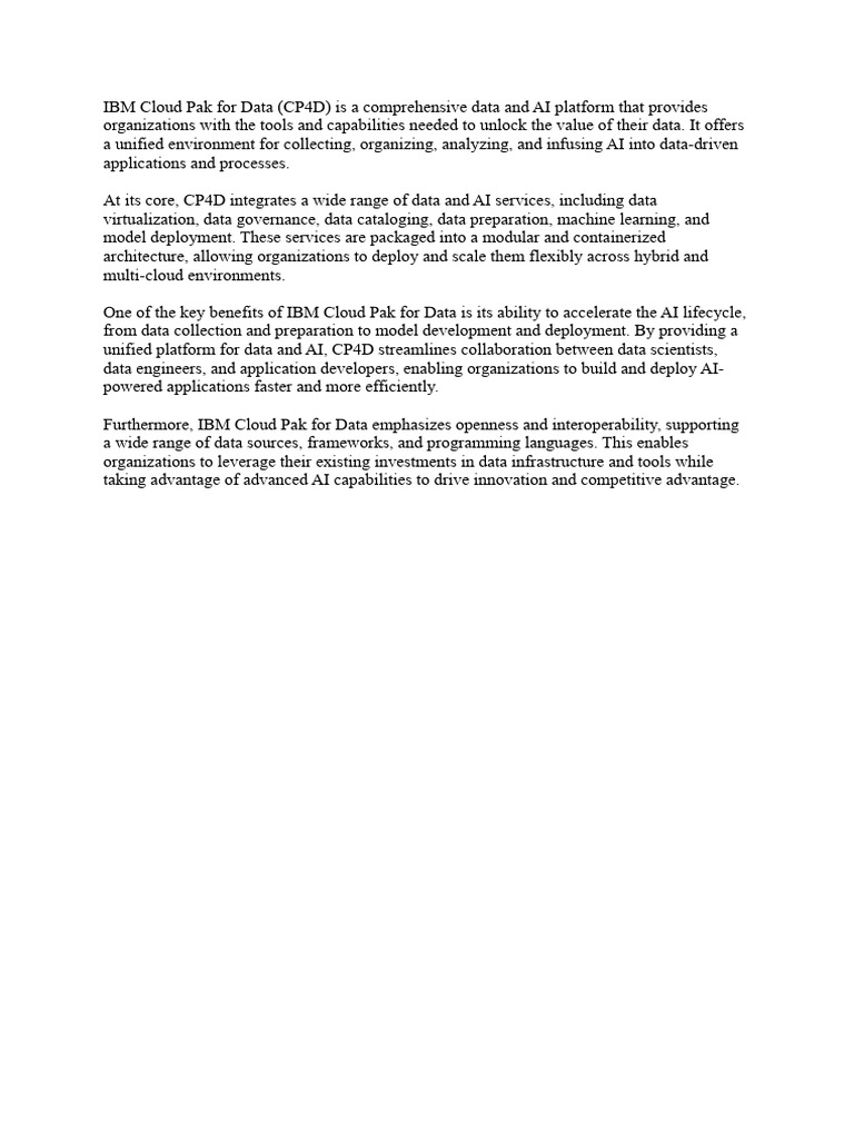 IBM Cloud Pak for Data Overview | PDF