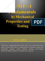 1 B) Unit - Mechanical Properties & Their Testings