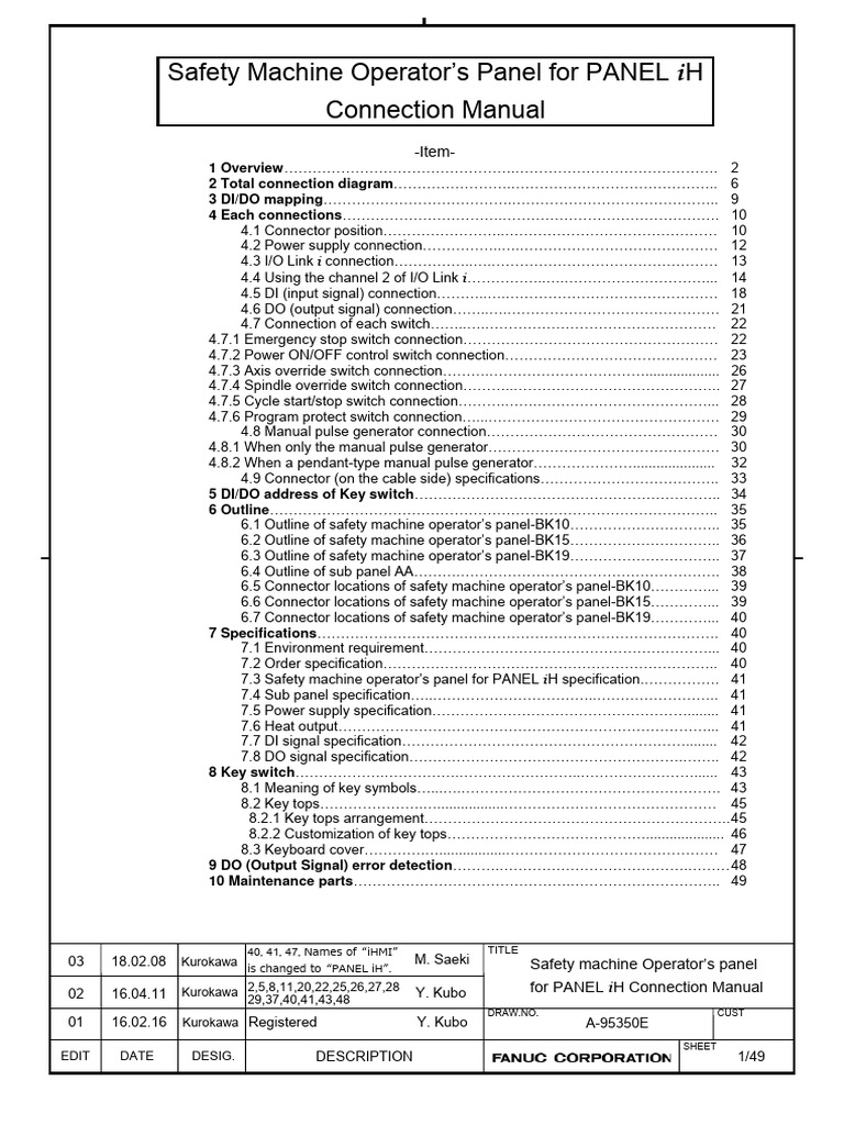 TMN18 - 027E Safety Machine Operator's Panel For PANEL Ih | PDF ...
