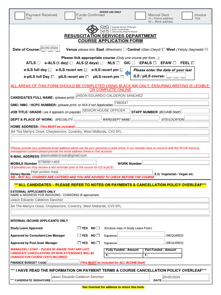 Resuscitation Course Signup | PDF | Health Care