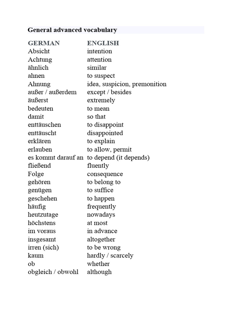 General Advanced Vocabulary | PDF