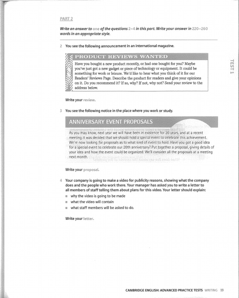 CAE Writing Test 01 Task 02 | PDF
