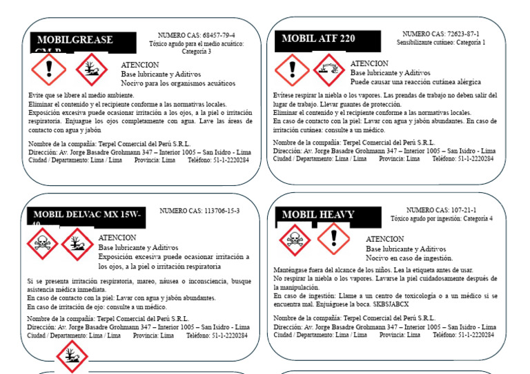 Seguridad en Lubricantes Terpel Perú | PDF