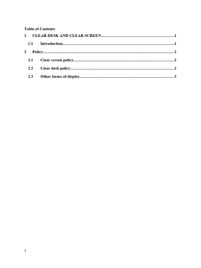 Clear Desk and Screen Security Policy | PDF | Classified Information ...