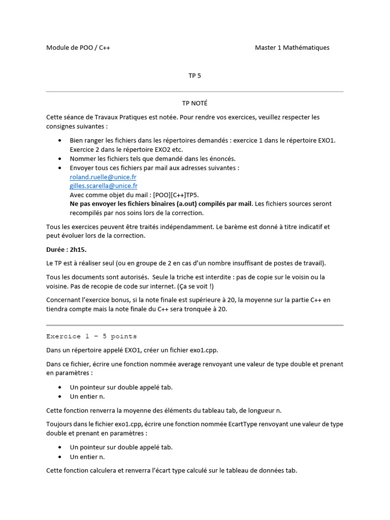 TP POO C++ : Calculs et Intégration | PDF | C ++ | Pi