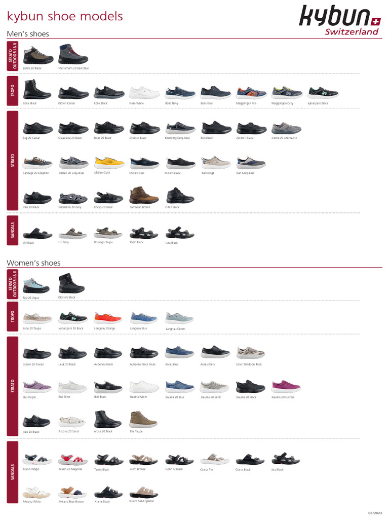 Kybun Shoe Models and Colors List | PDF