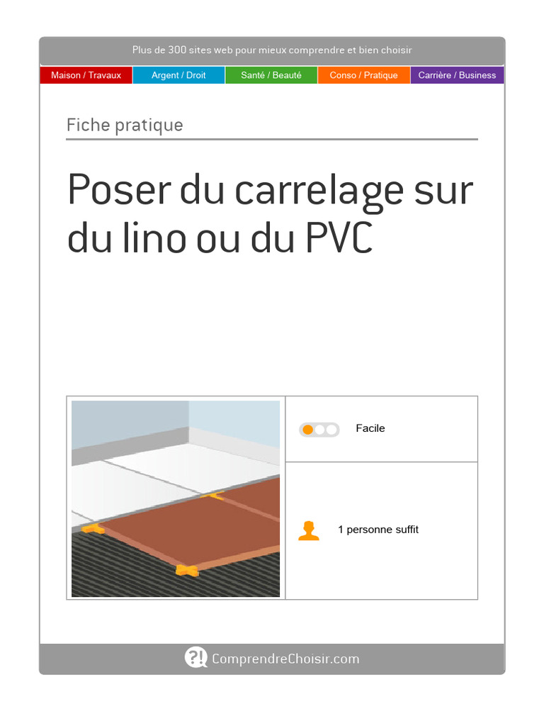 Poser du carrelage sur lino guide pratique PDF — free download