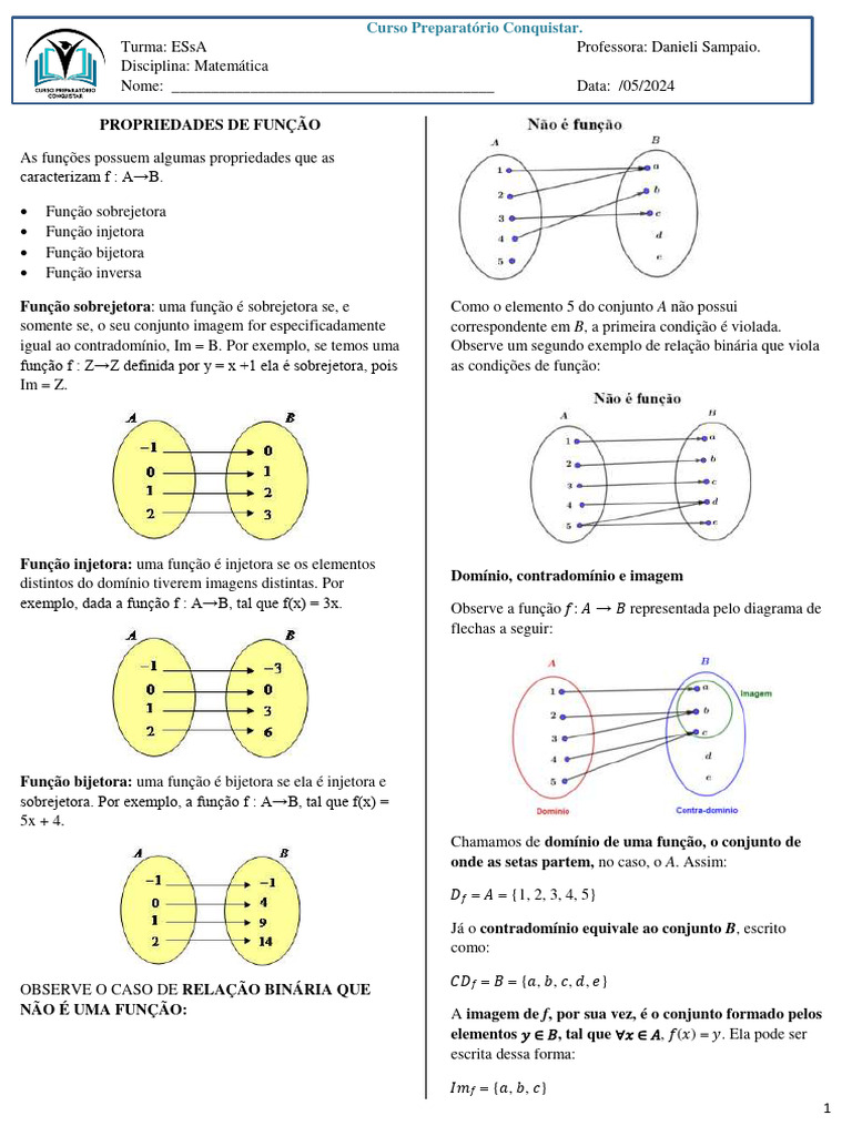 Aula 4 Função | PDF | Função (Matemática) | Domínio de denominação de ...