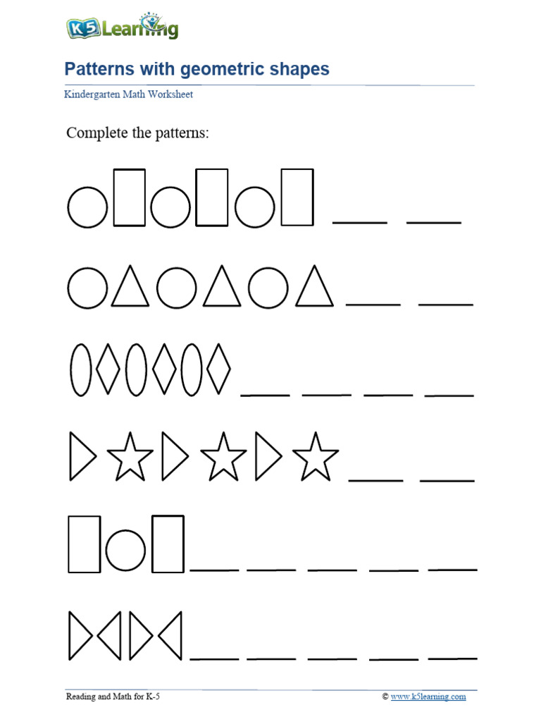 Geometric Shape Patterns Worksheet | PDF