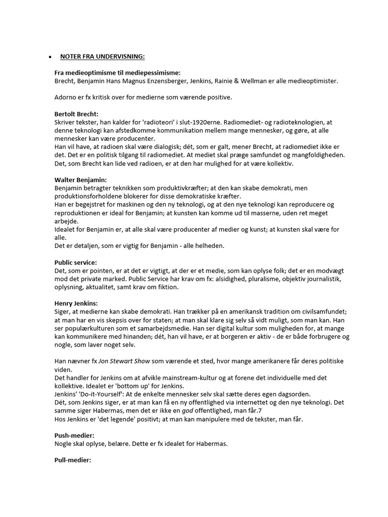 Noter Fra Undervisning | PDF