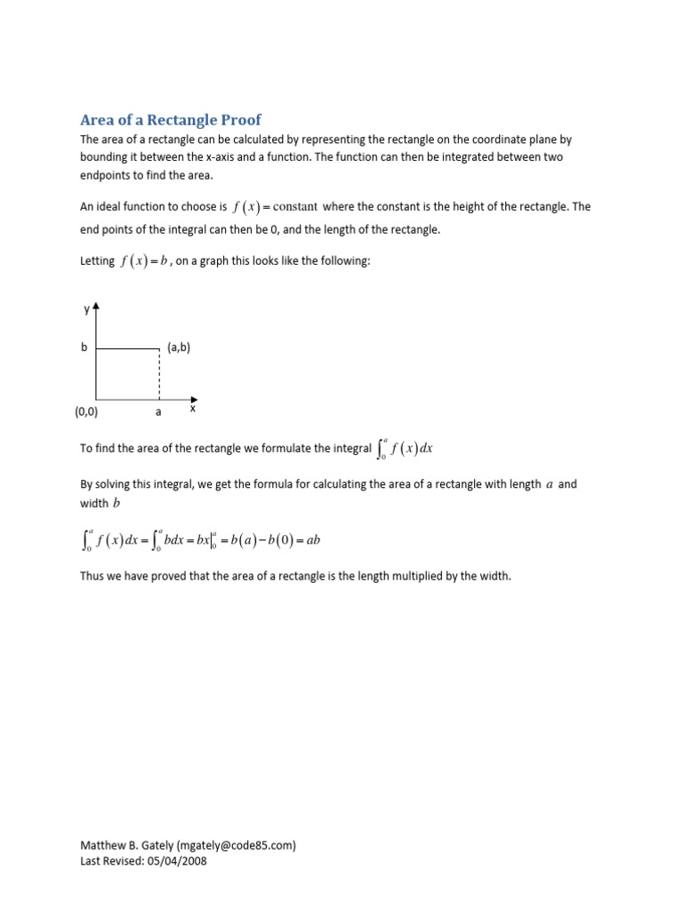 Area of A Rectangle Proof | PDF