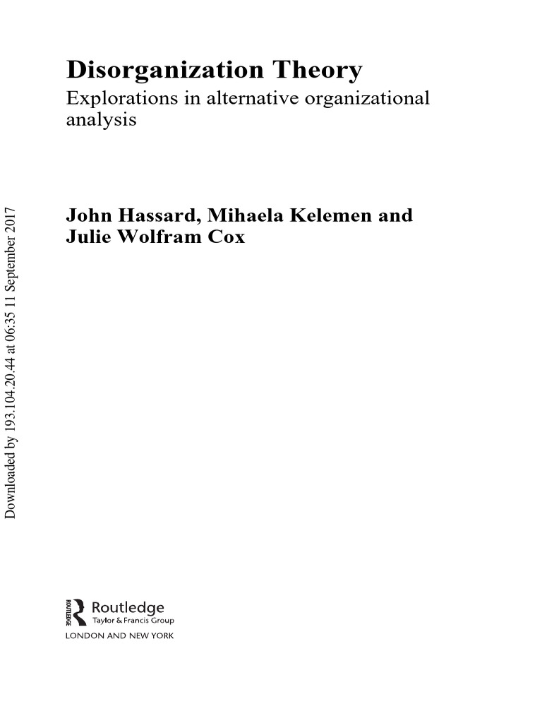 Disorganization Theory | PDF | Deconstruction | Analysis