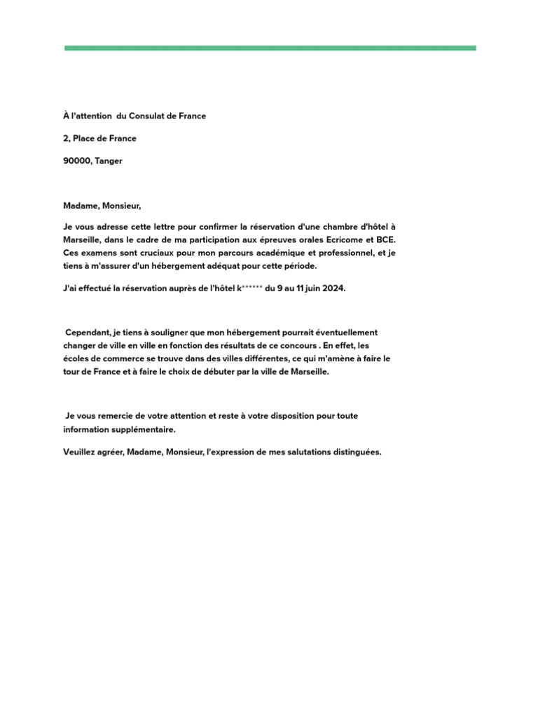 Lettre Explicative Hebergement | PDF
