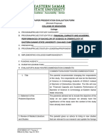 107 Paper Presentation Evaluation Form FOR THE APPROVAL TO CONDUCT THE STUDY