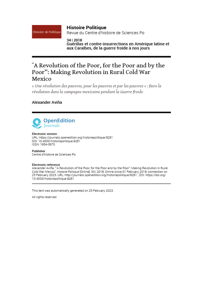 Making Revolution in Rural Cold War | PDF | Institutional Revolutionary ...