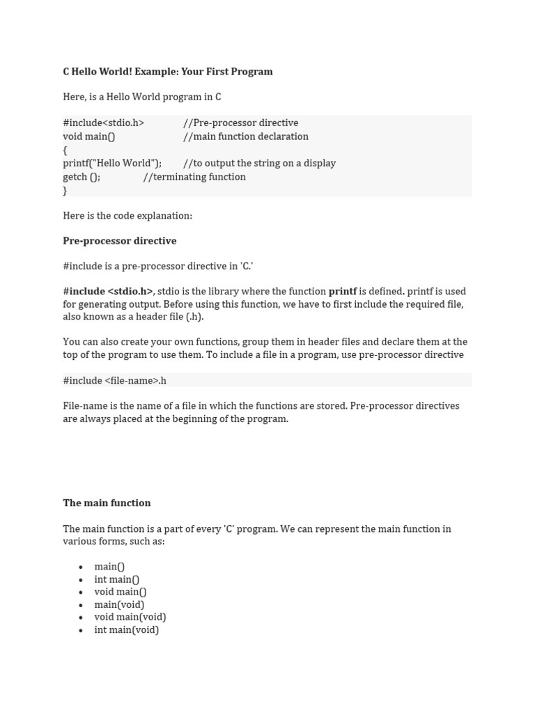 5 C First Program | PDF | Parameter (Computer Programming) | Computer ...