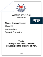 Study on the Effect of Metal Coupling on the Rusting of Iron — Chemistry Investigatory Project (2023-2024)