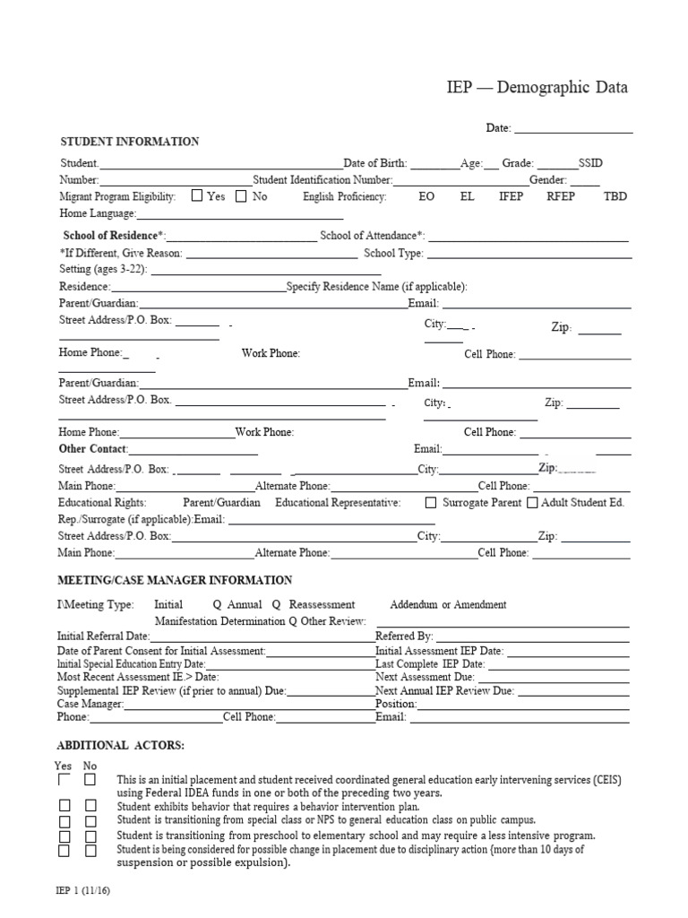 IEP Sample Format PDF Individualized Education Program Special