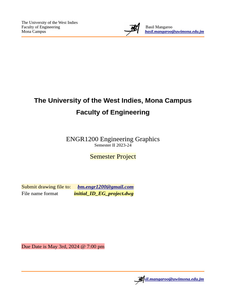 UWI Engineering Graphics Project Guide | PDF | Engineering | Computer ...