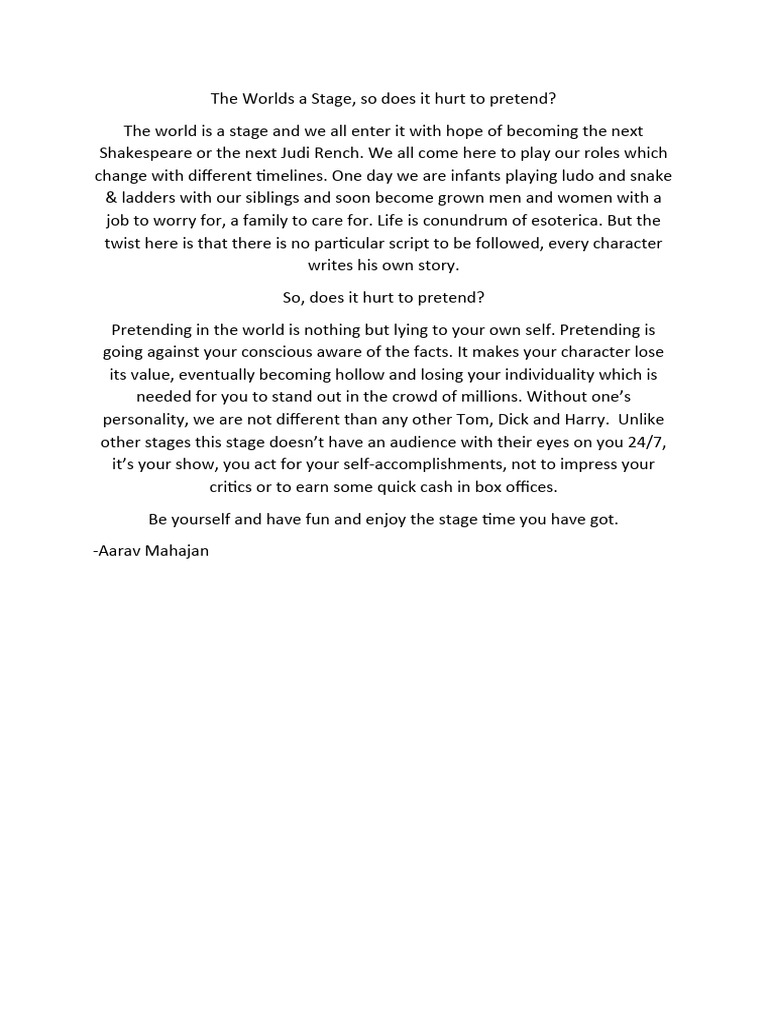 The Worlds A Stage | PDF | Young Adult | General Fiction