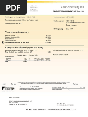 edison bill template