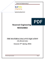 Reservoir Engineering II REE0320802: The Material Balance Equation
