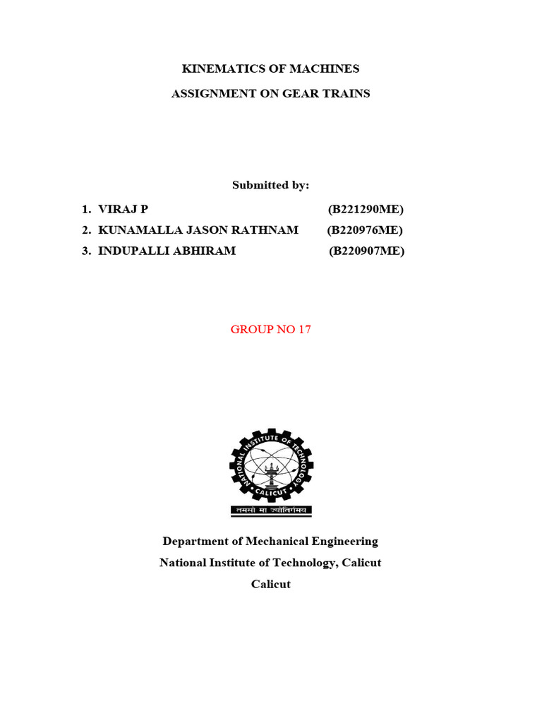 Komreport pdf gear motion physics 