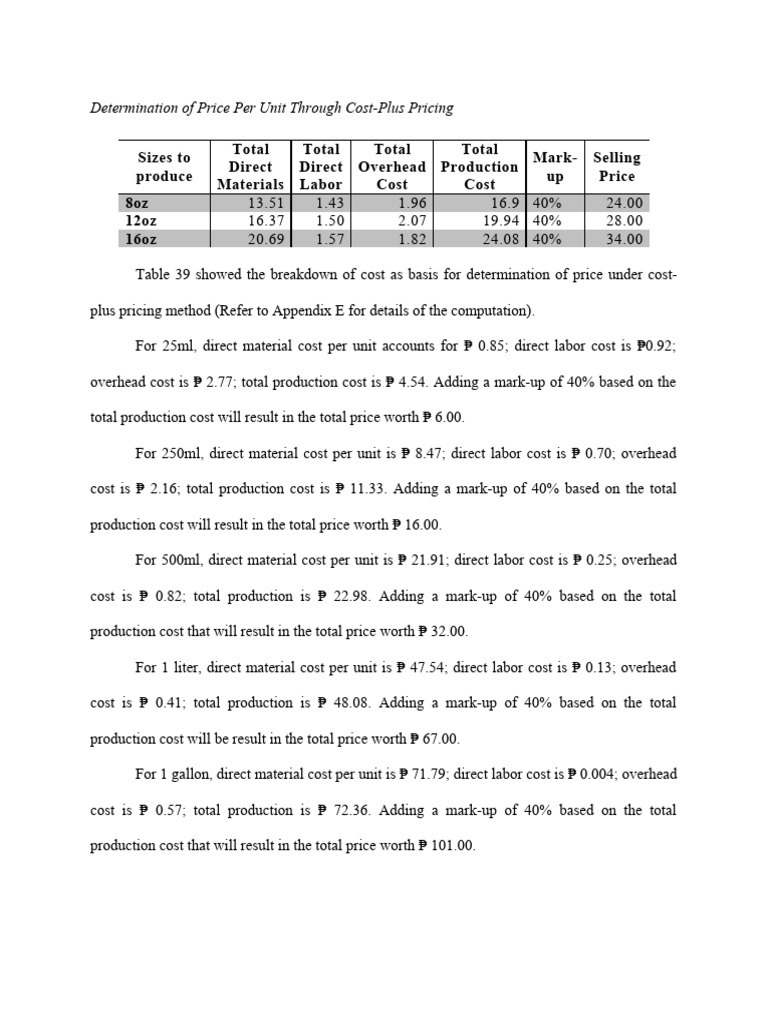 Cost-Plus Pricing Breakdown | PDF