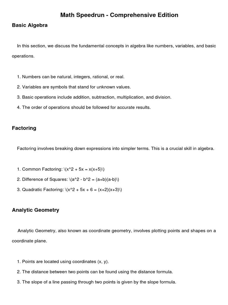 Math Speedrun: Algebra to Trigonometry | PDF | Trigonometric Functions ...