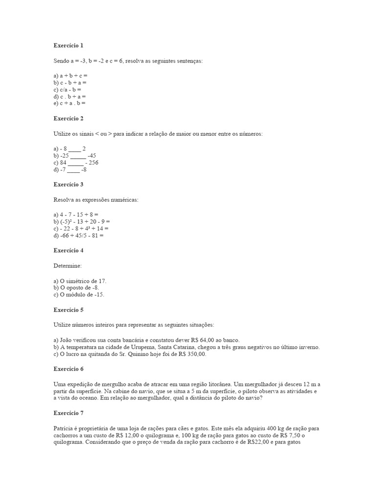 Exercício de Matematica | PDF | Despesa