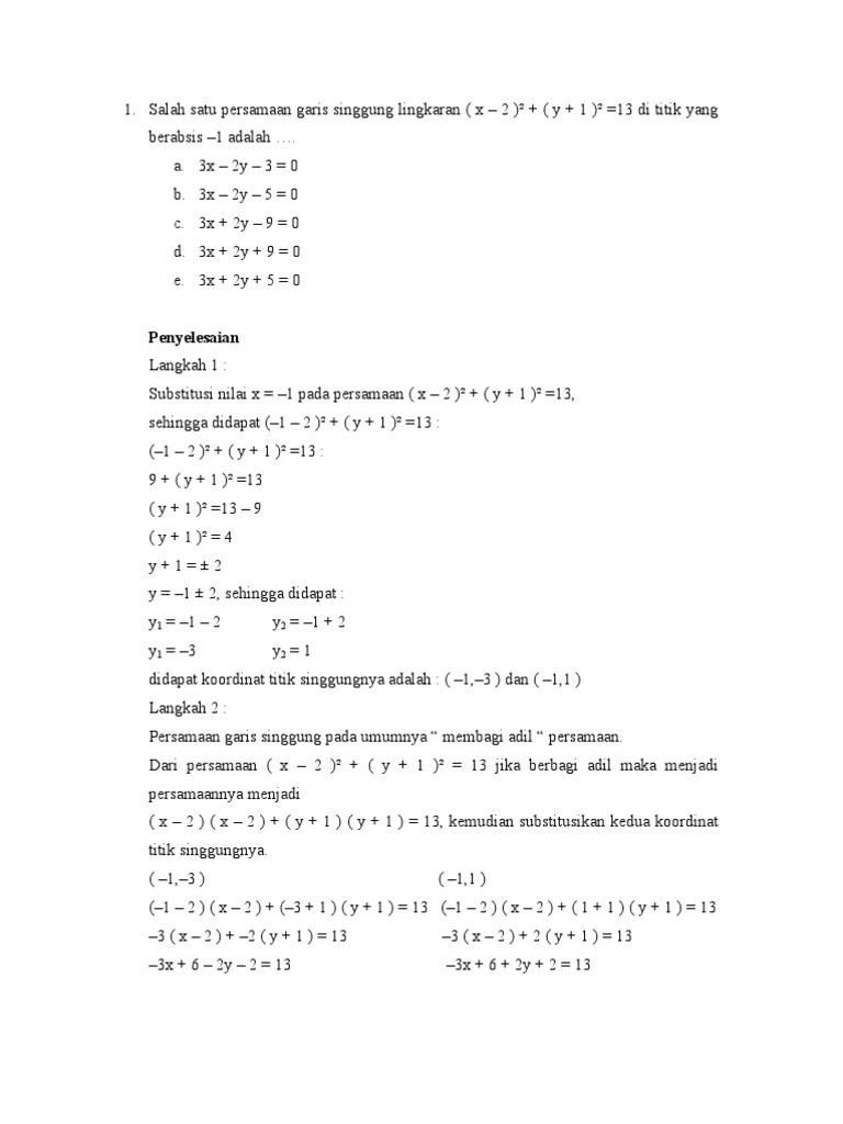 Contoh Soal Irisan Dua Lingkaran Dan Penyelesaiannya Kelas 11 Contoh Soal Terbaru