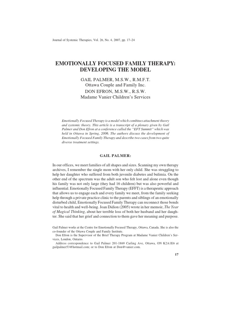 EFFT Model Development and Techniques | PDF | Attachment Theory | Emotions