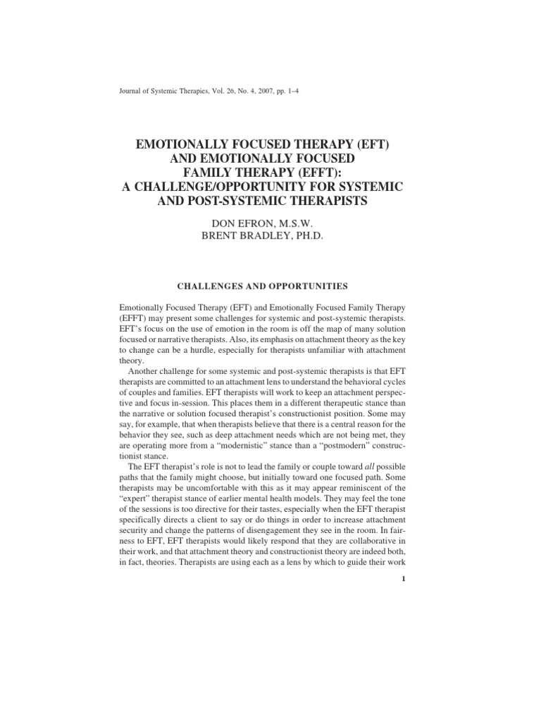 Challenges in Emotionally Focused Therapy | PDF | Psychotherapy ...