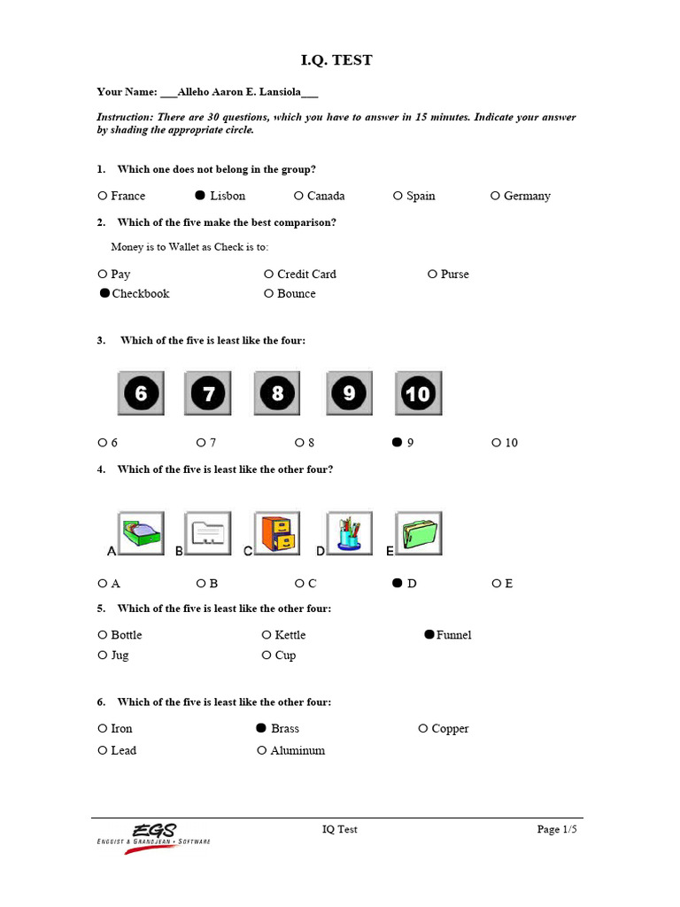 IQ Test New 2014 | PDF