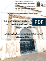 Le patrimoine architectural et le patrimoine culturel en Algérie Enjeux et défis - رئازجلا يف يفاقثلا ثارتلاو يرامعملا ثارتلا تايدحتو تاناهر