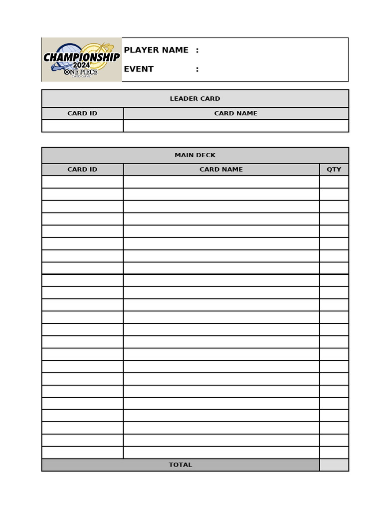 Player Event Leader Card Details | PDF