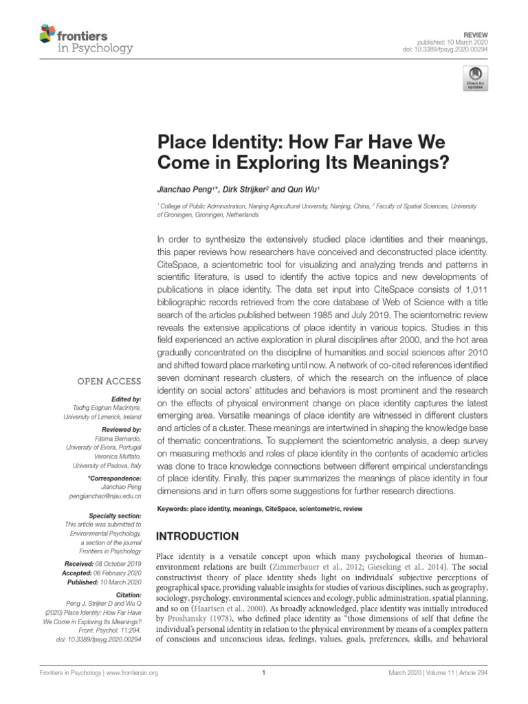 Exploring Place Identity Meanings | PDF | Identity (Social Science ...