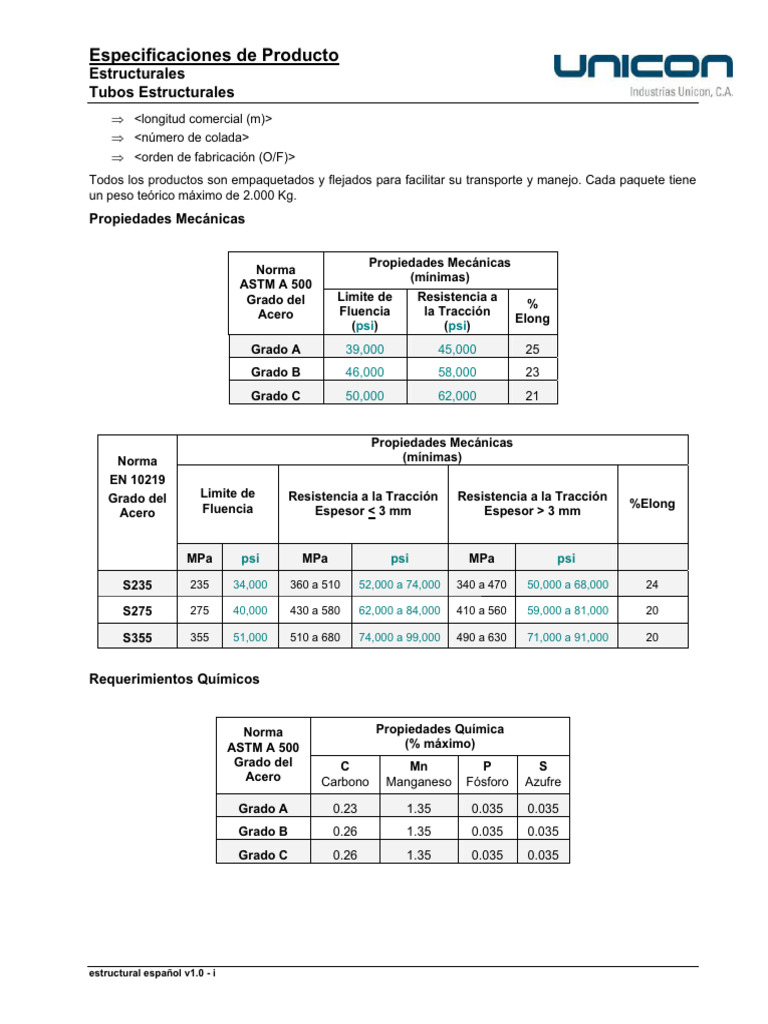 Especificaciones de Tubos Estructurales | PDF | Soldadura