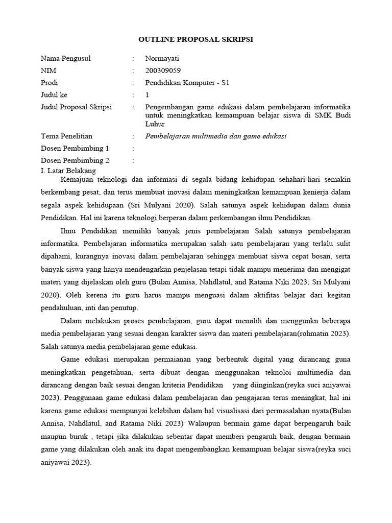 Outline Proposal | PDF | Ilmu Sosial