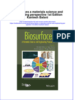 (Download PDF) Biosurfaces A Materials Science and Engineering Perspective 1St Edition Kantesh Balani Online Ebook All Chapter PDF