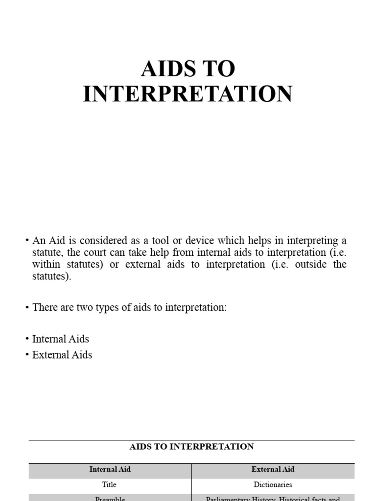 Aids to Statutory Interpretation | PDF | Statutory Interpretation | Justice