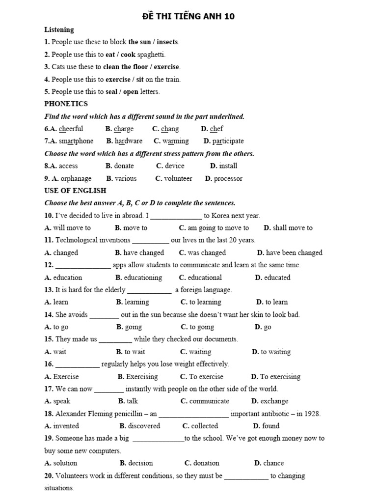 Find the word which has a different sound in the part underlined pdf
