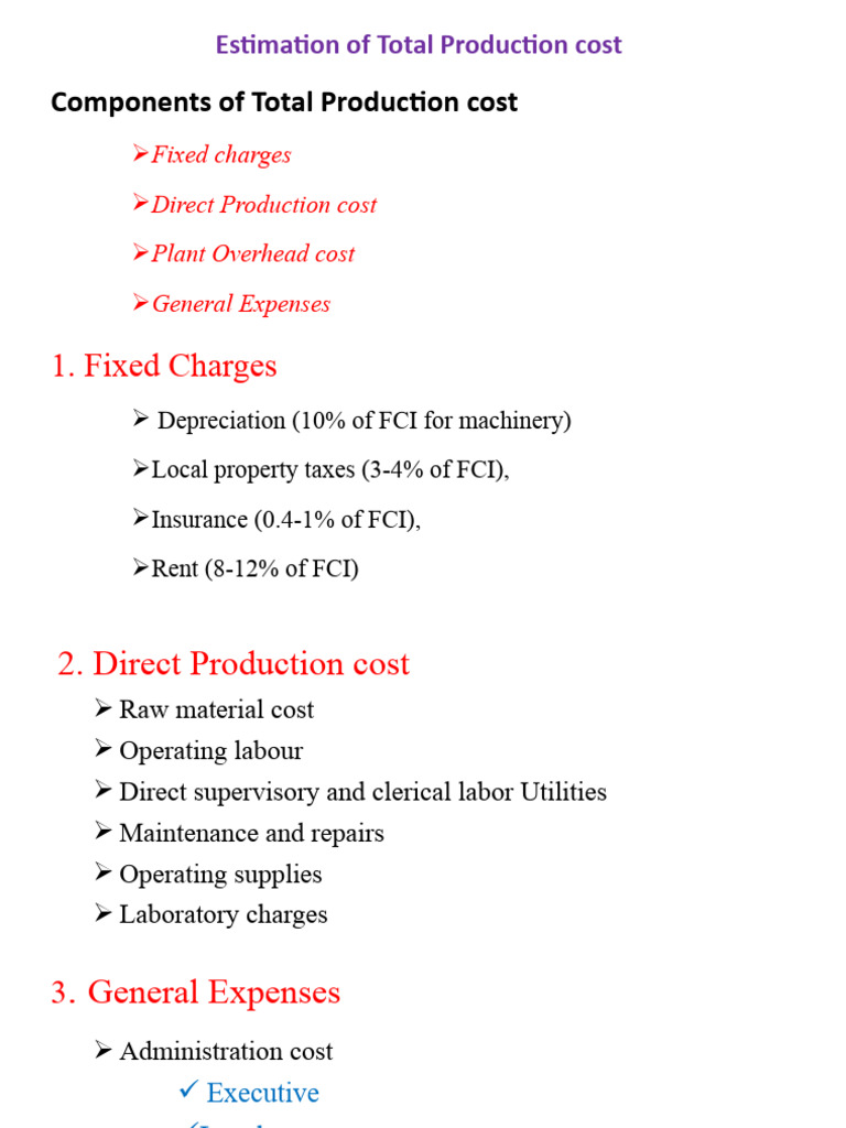 Total Production Cost Estimation Guide | PDF | Depreciation | Corrosion