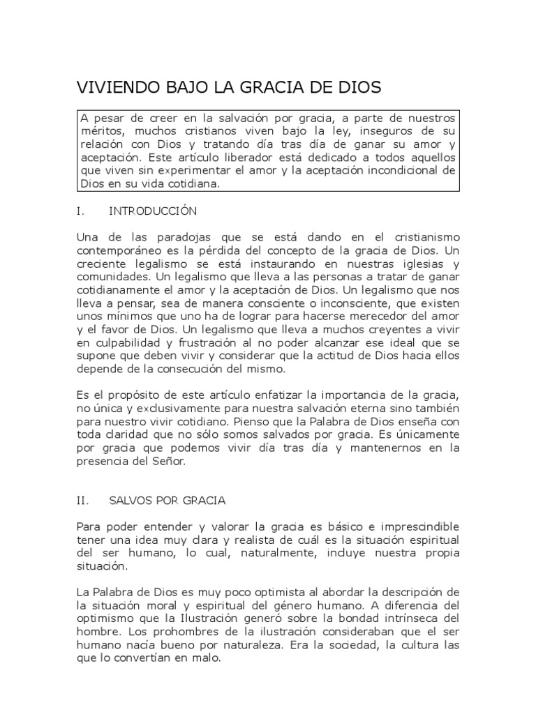La Gracia de Dios en Nuestra Vida | PDF | Filosofía