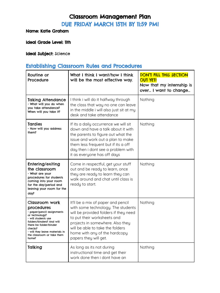 Effective Classroom Management Plan | PDF | Classroom | Classroom ...