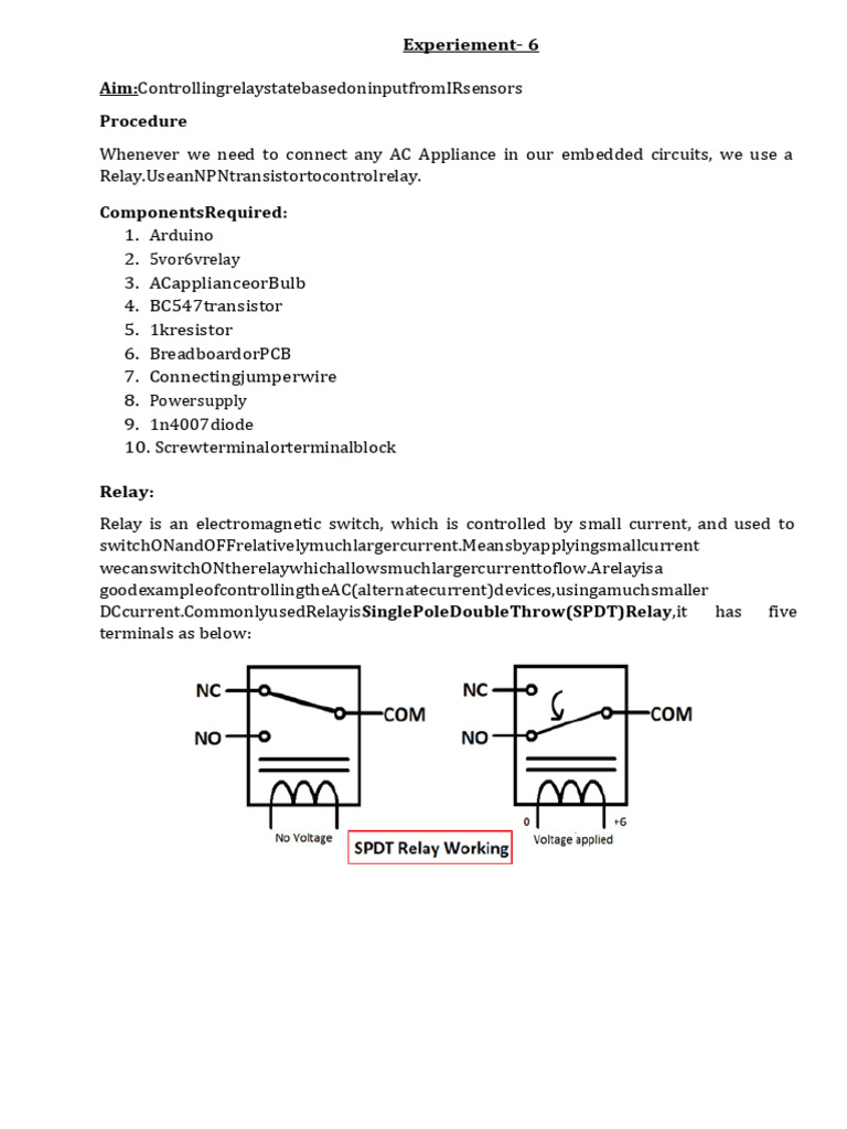 Arduino Relay Control with IR Sensors | PDF