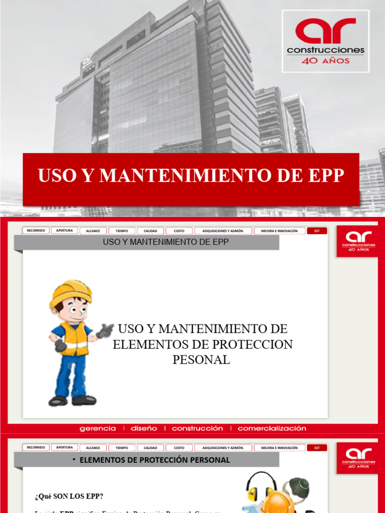 Uso y Mantenimiento de EPP | PDF | Guante | Lentes
