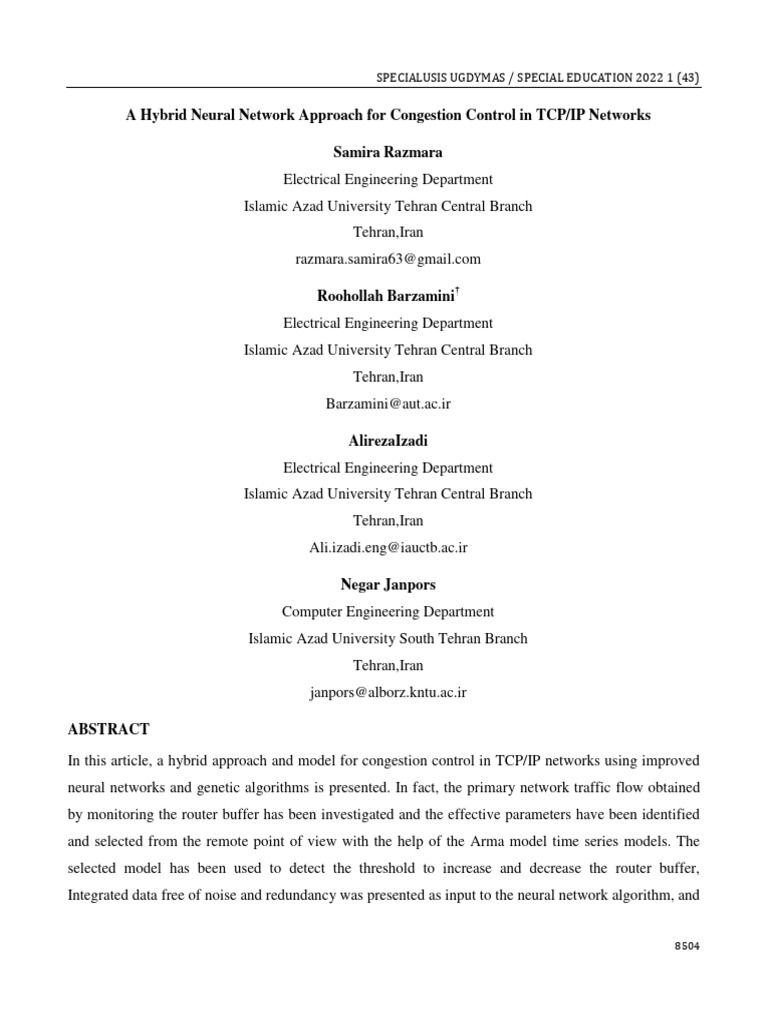 Neural Network Congestion Control in TCP/IP | PDF | Network Congestion ...