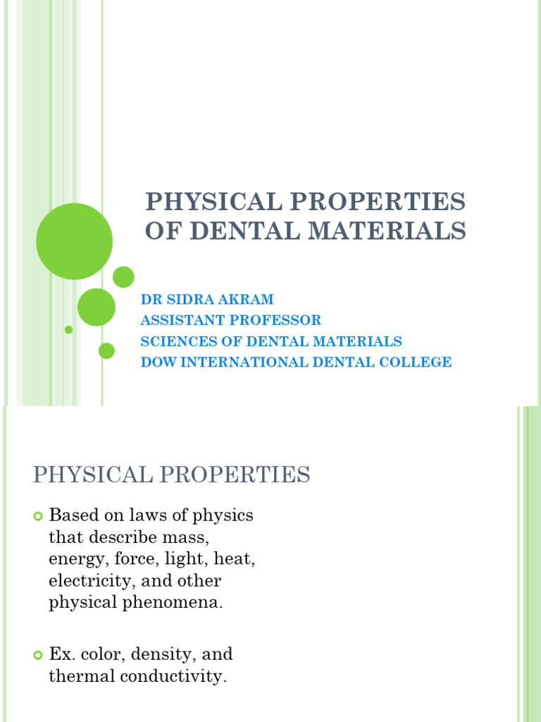MDS Physical Propertiies of Dental Materials | PDF | Color | Light