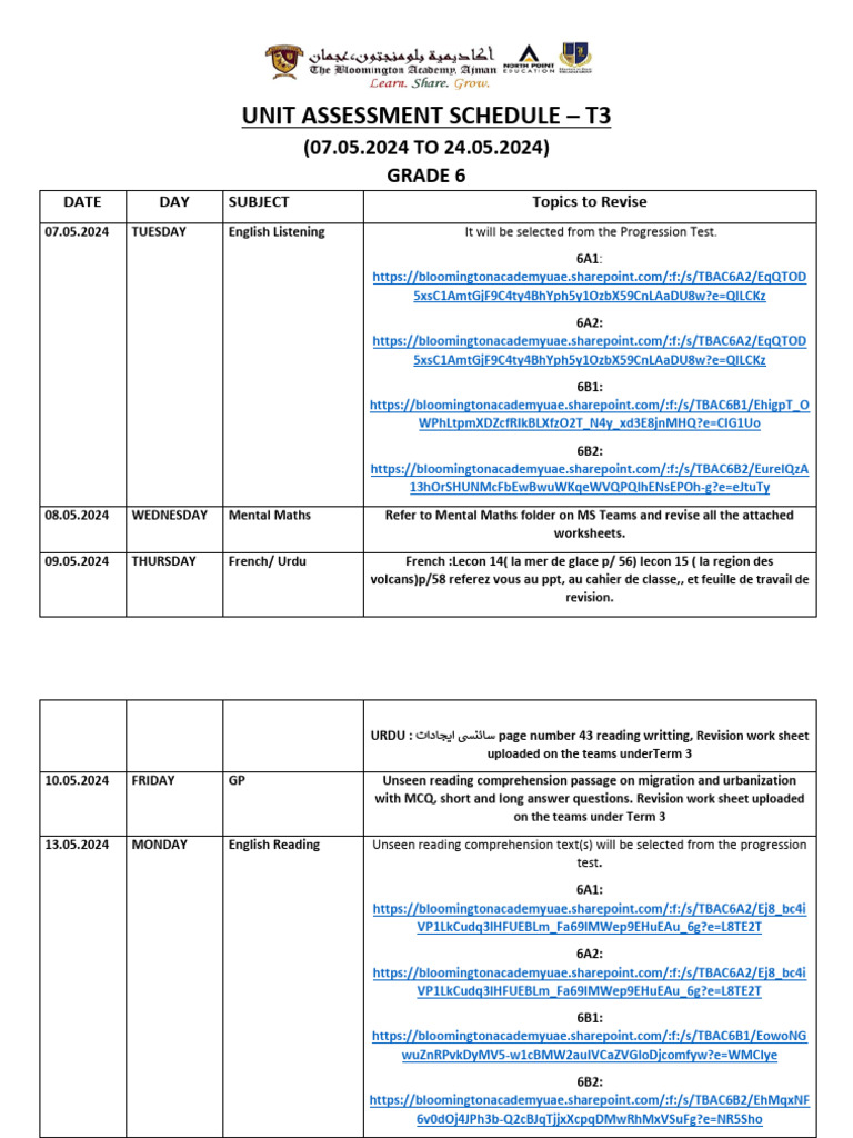 Unit assessment schedule gr 6 t3 2024 04 26 13 00 15 pdf